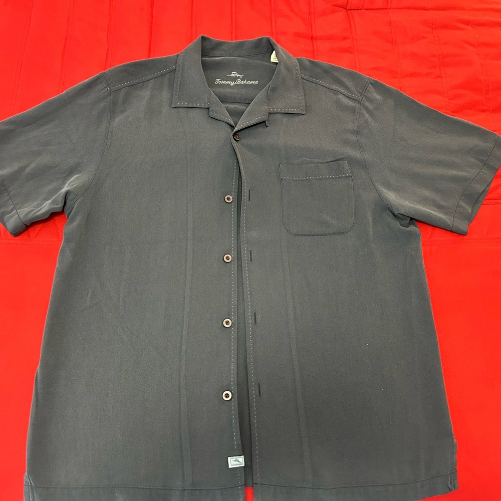 Tommy Bahama Men's Gray Silk Camp Shirt